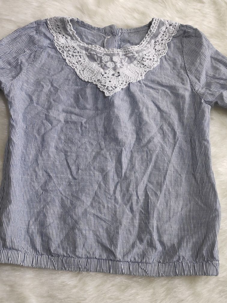 Hit! Bluzeczka długi rękaw z koronką H&M 104