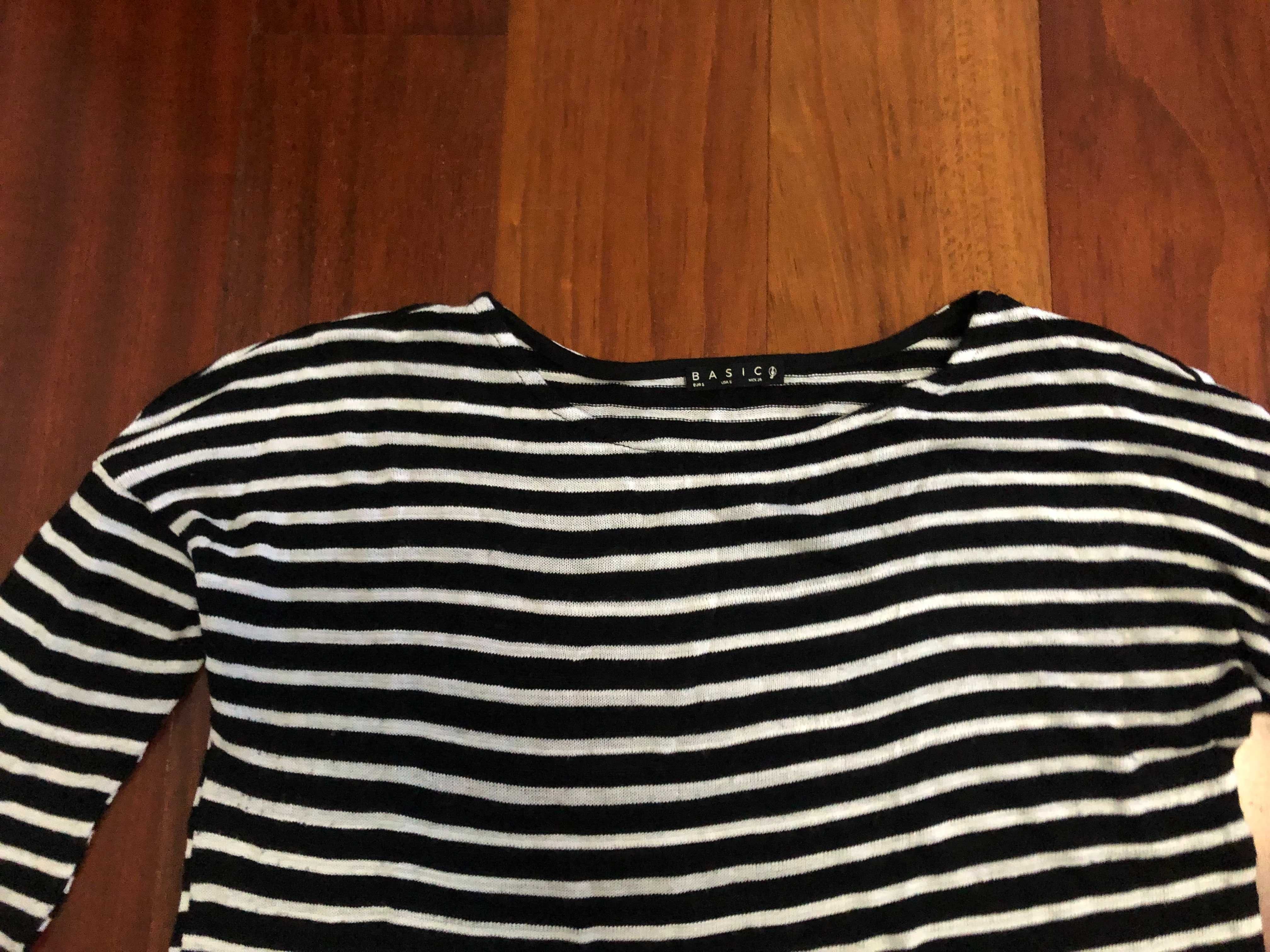 Camisola fina preta e branca Stradivarius - S