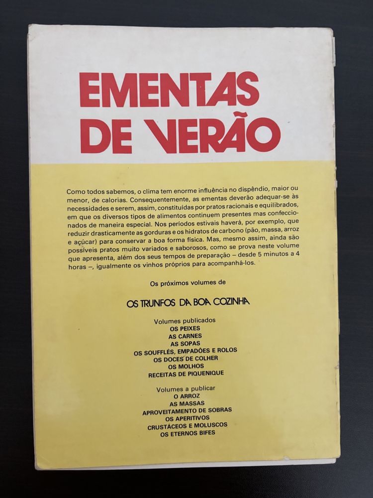 Livro Culinaria - Ementas de Verao