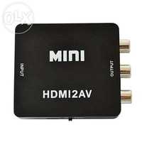 (NOVO) Conversor HDMI para AV/3RCA - PRETO