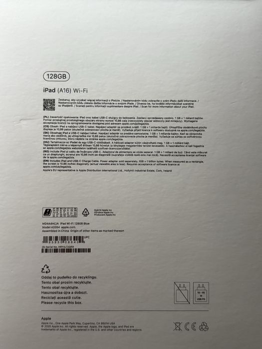 Nowy Ipad A16 Wi-Fi 128GB Blue