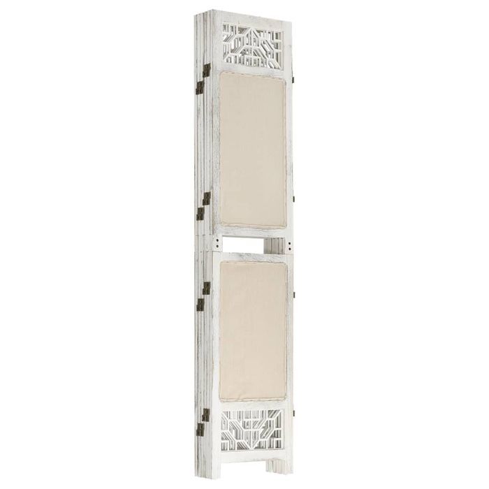 vidaXL Parawan 6-panelowy, kremowy, 210 x 165 cm, tkanina