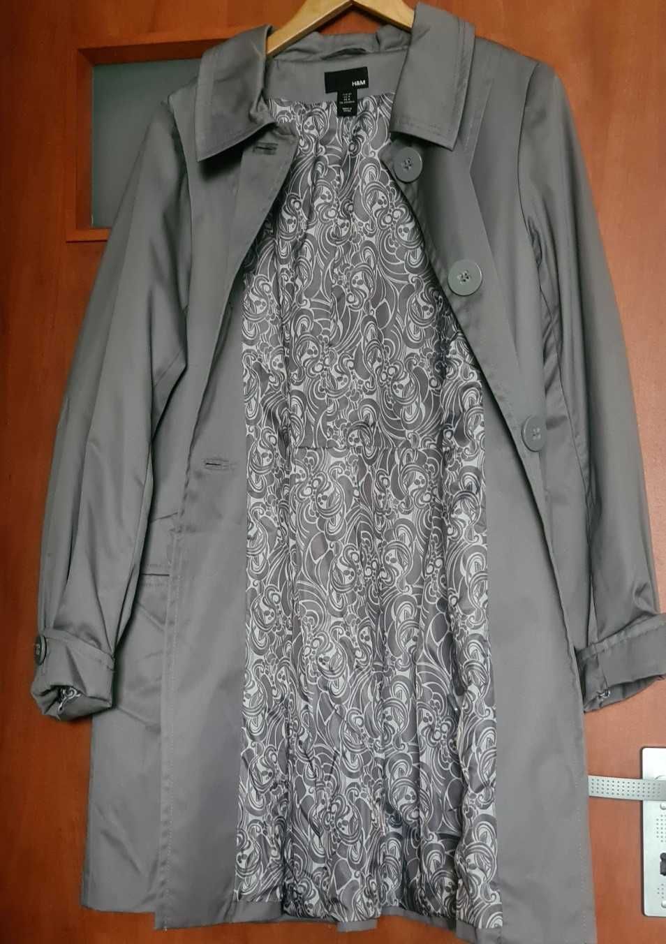 H&M szary cienki płaszcz,trencz roz 46