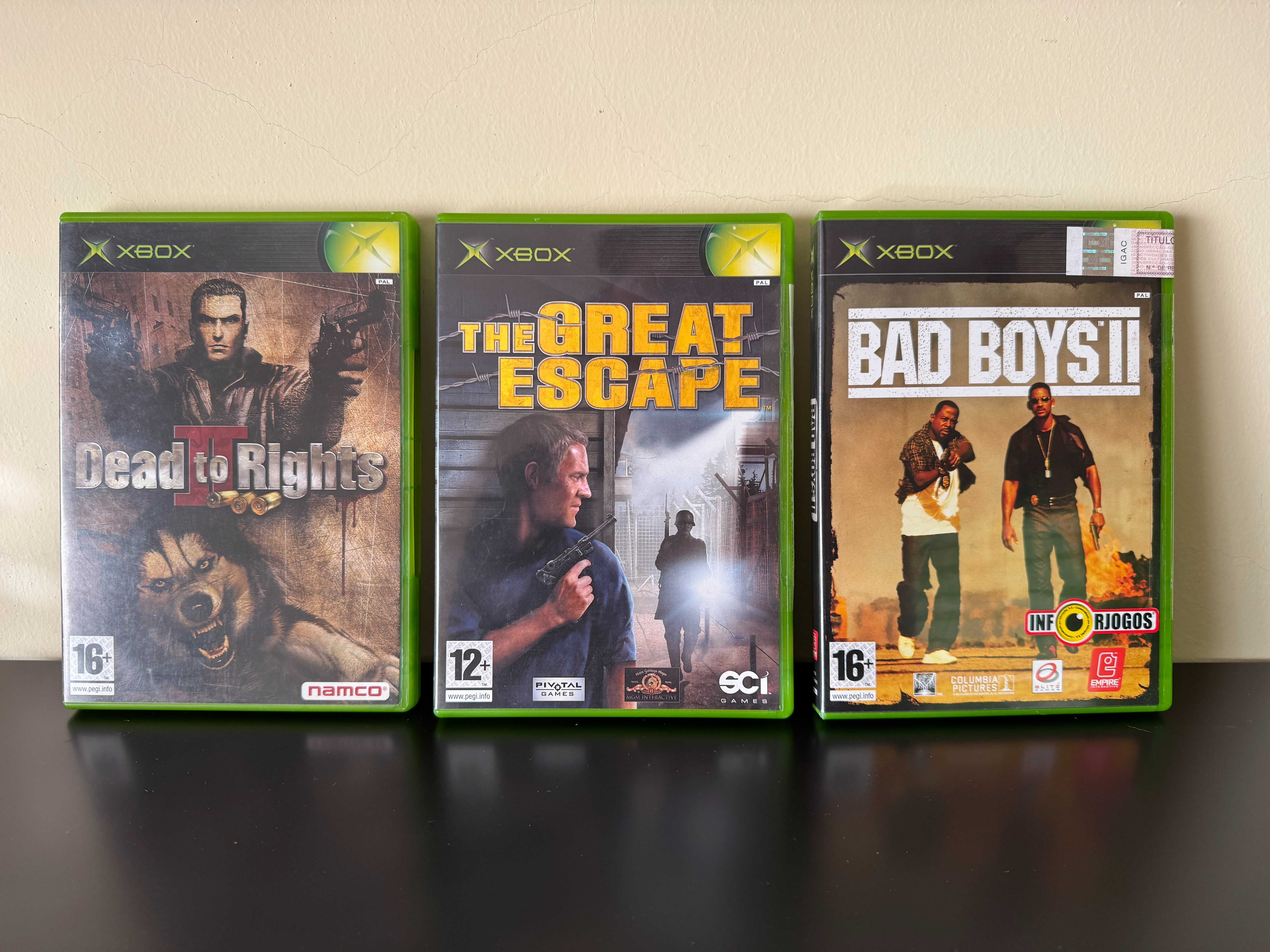 Lote 3 jogos Xbox Original, Bad Boys, Great Escape e Dead to Rights II
