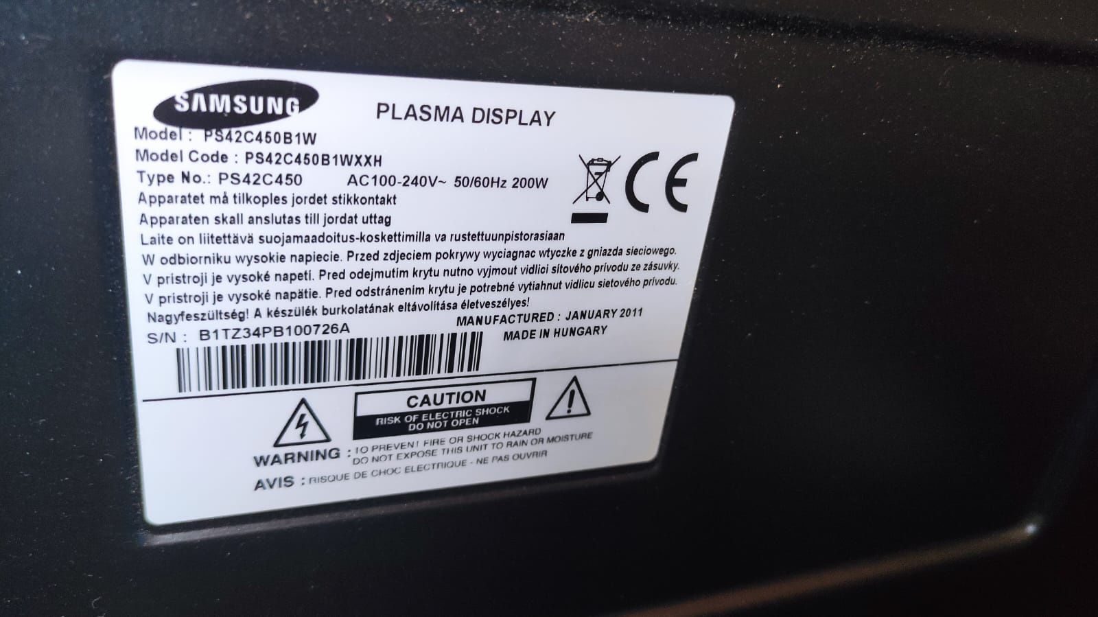 Telewizor Samsung PLASMA PS42C450B1W
