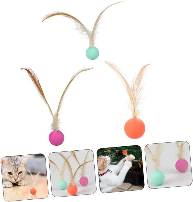 9 szt. skacząca piłka z piórem, interaktywne zabawki dla kotów