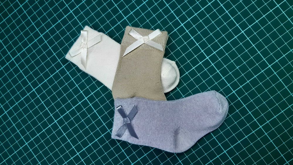 3 pares de meias Novidades para cerimónia ou não, tam. 0/6m (pé 14/18)
