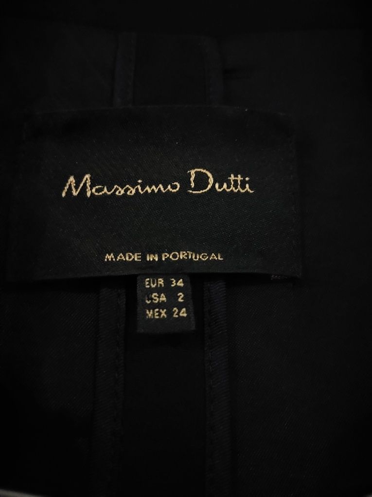 Marynarka Massimo dutti 36 S granatowa dwurzędowa wiskozowa taliowana