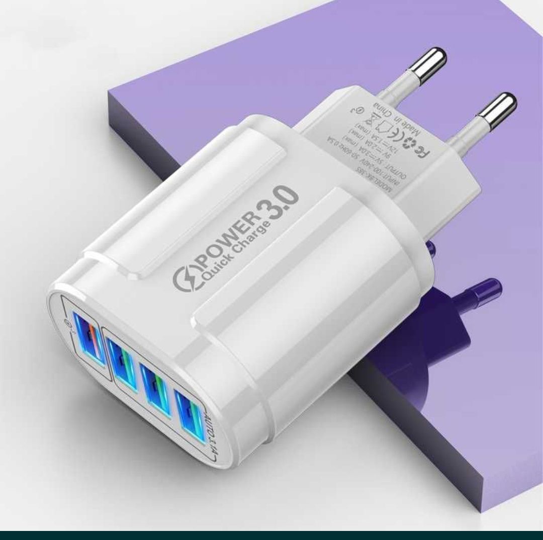 USB зарядное устройство 4 порта QC3,0 48 Вт быстрая зарядка