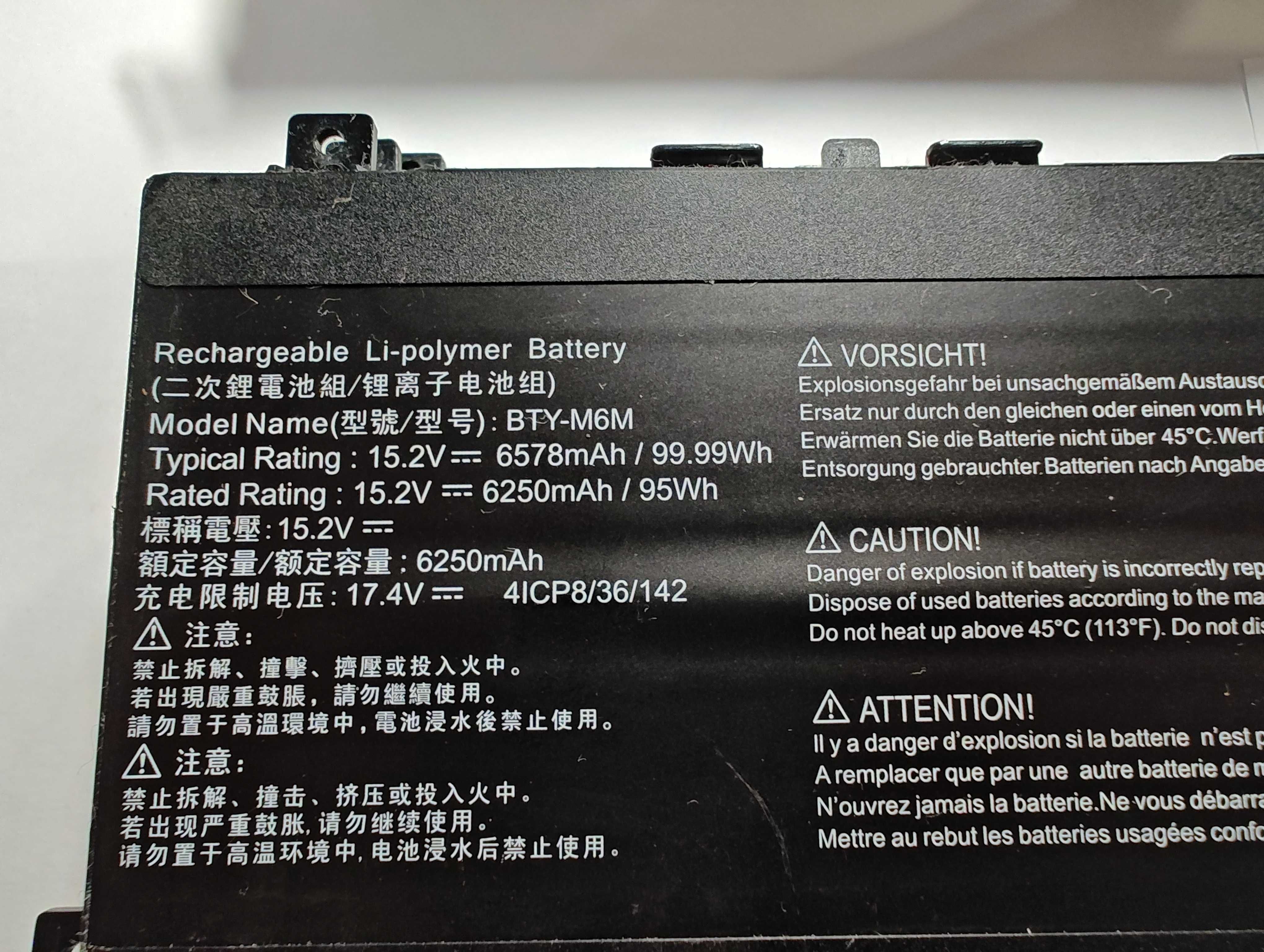BTY-M6M аккумулятор MSI Creator 15 A10SFS A10SE Stealth GE66 GS66