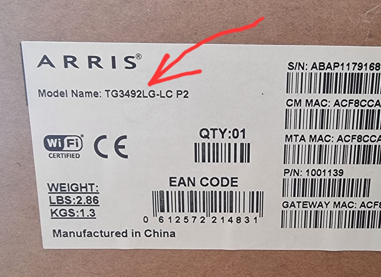 Роутер модем 1Гб ARRIS TG3492LG-LC