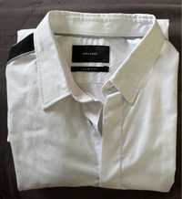 Koszula RESERVED slim fit L z biała z czarnymi lampasami