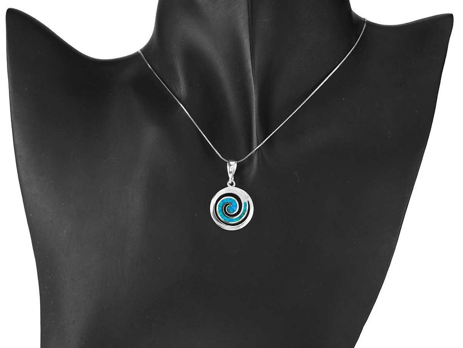 VERSIL wisior wisiorek spirala opal niebieski SREBRO 925