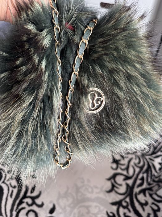 Torebka kolor zielony szmaragdowy futerko naturalne Premium