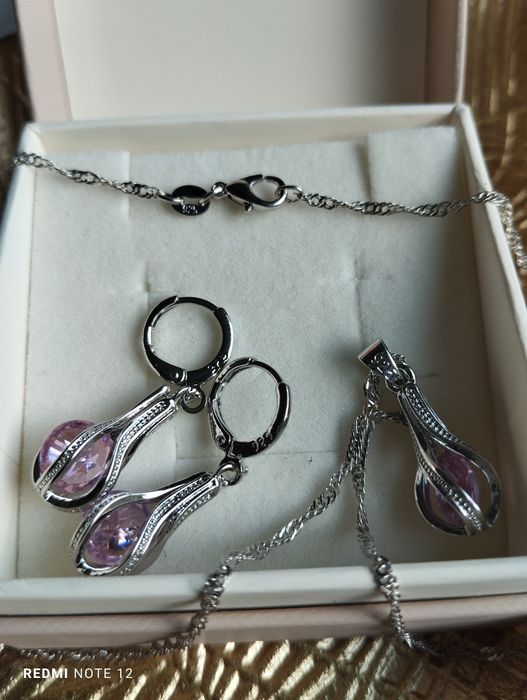 Komplet Apart srebro 925 biżuterii łańcuszek kolczyki zestaw ko