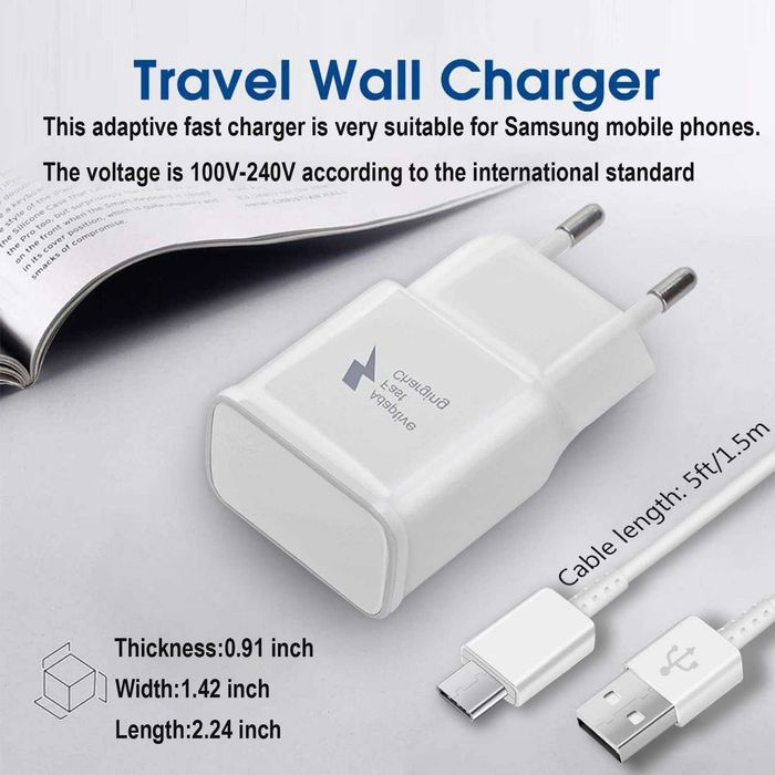 Ładowarka USB z kablem ładującym USB C o dł. 1,5 m do Samsung Galaxy