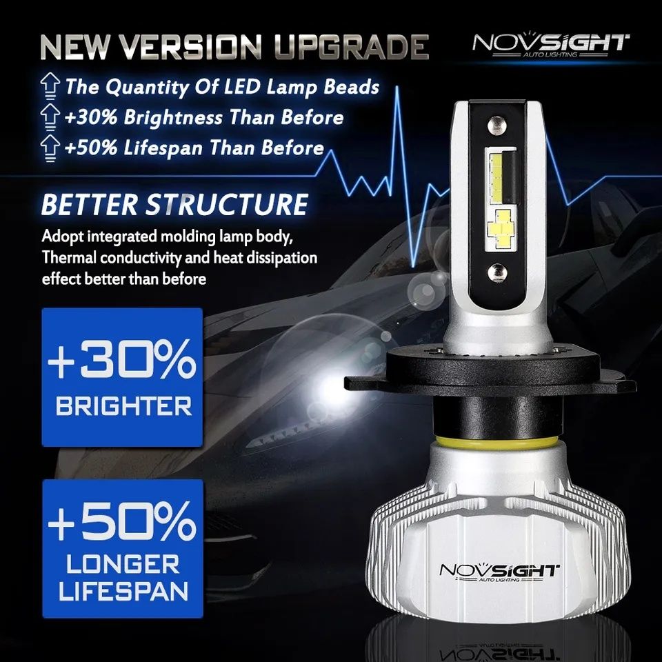 новые лампы светодиодные NOVSIGHT N15 (H7) 50W (пара)