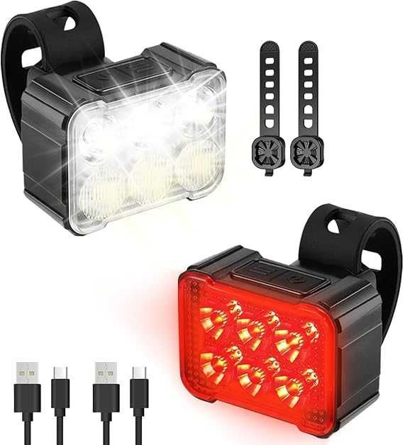 Lampa rowerowa przód + tył oświetlenie rowerowe akumulatorowe