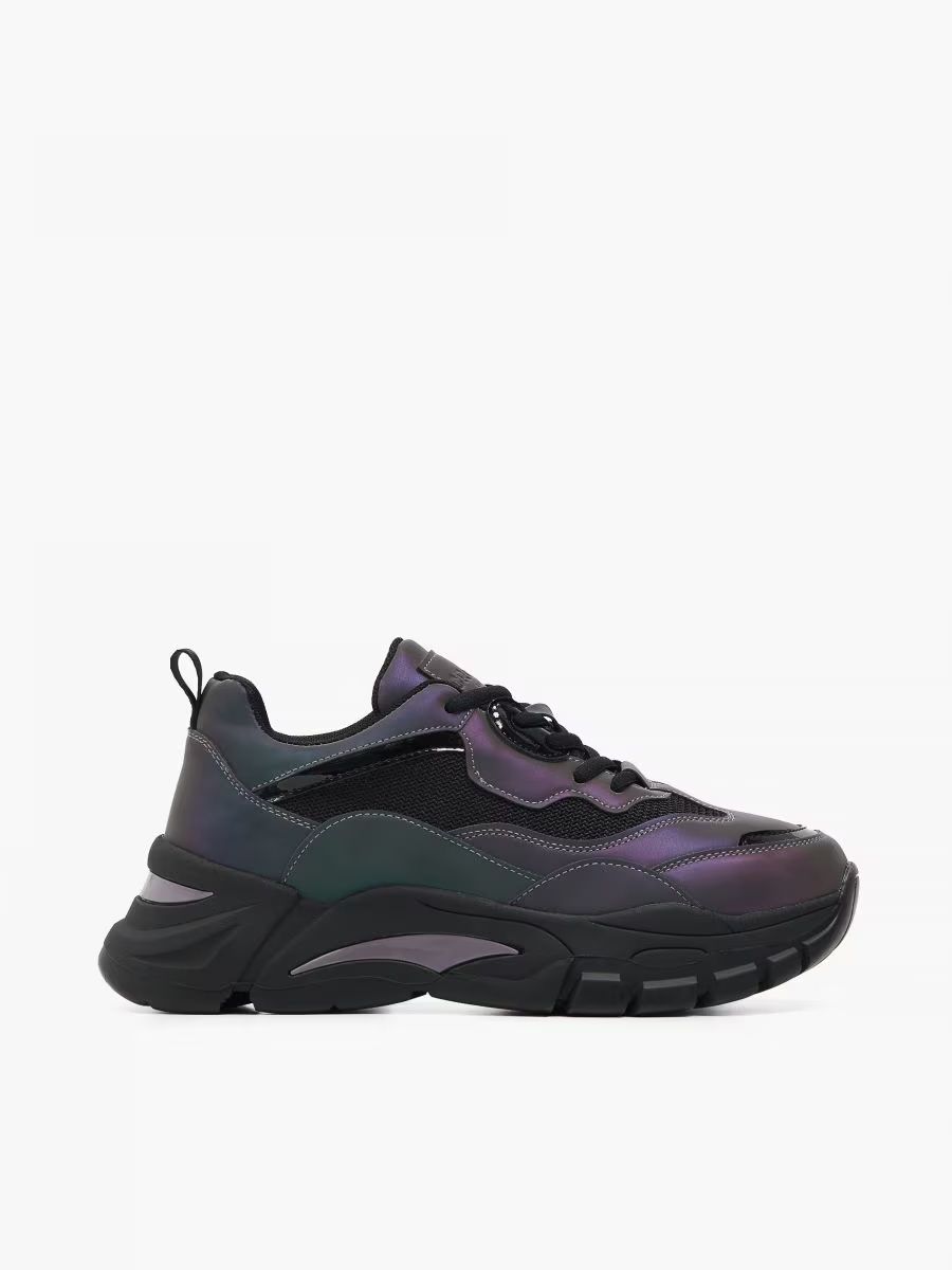 Czarne buty z efektem holo i reflective Cropp r.37
