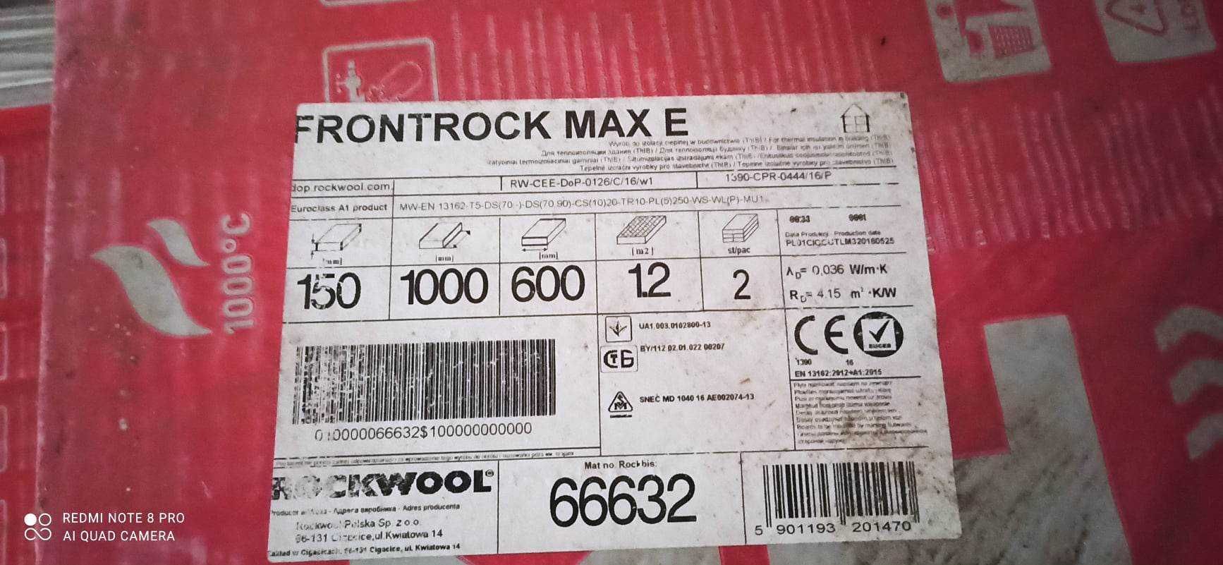 Wełna fasadowa Rockwool FRONTROCK MAX E 15