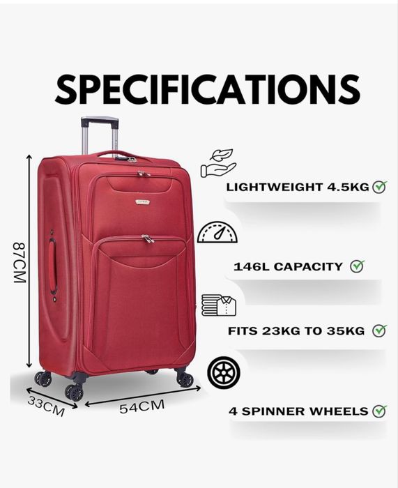 4 unidades -Mala de Porão - Trolley de viagem grande leve e resistente