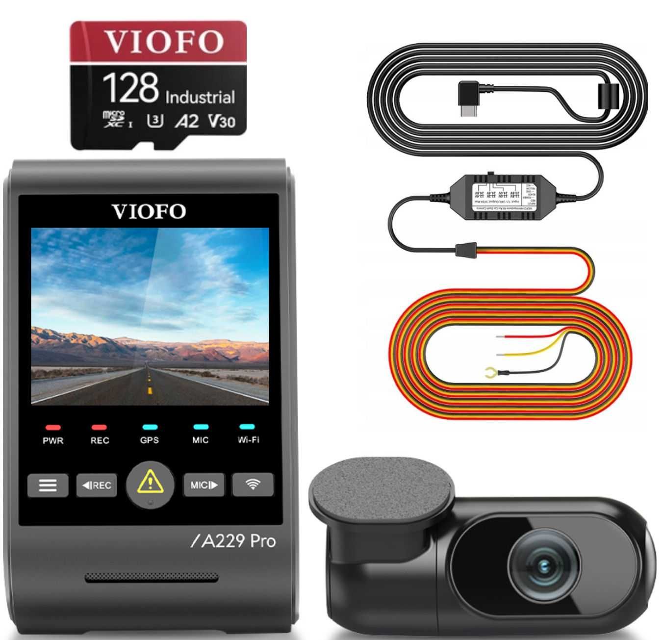 Wideorejestrator Kamera Samochodowa Viofo A229 PRO 2CH + 128GB+ACC HK4