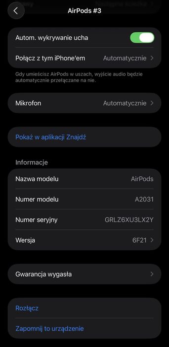 Oryginalne słuchawki AirPods 2 (A2031) sprawne