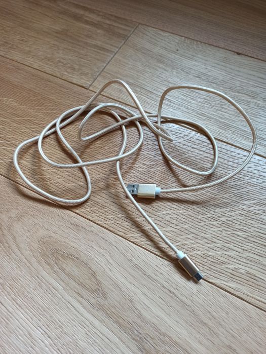 Kabel USB - micro USB złoty 200 cm 2m Peston w oplocie