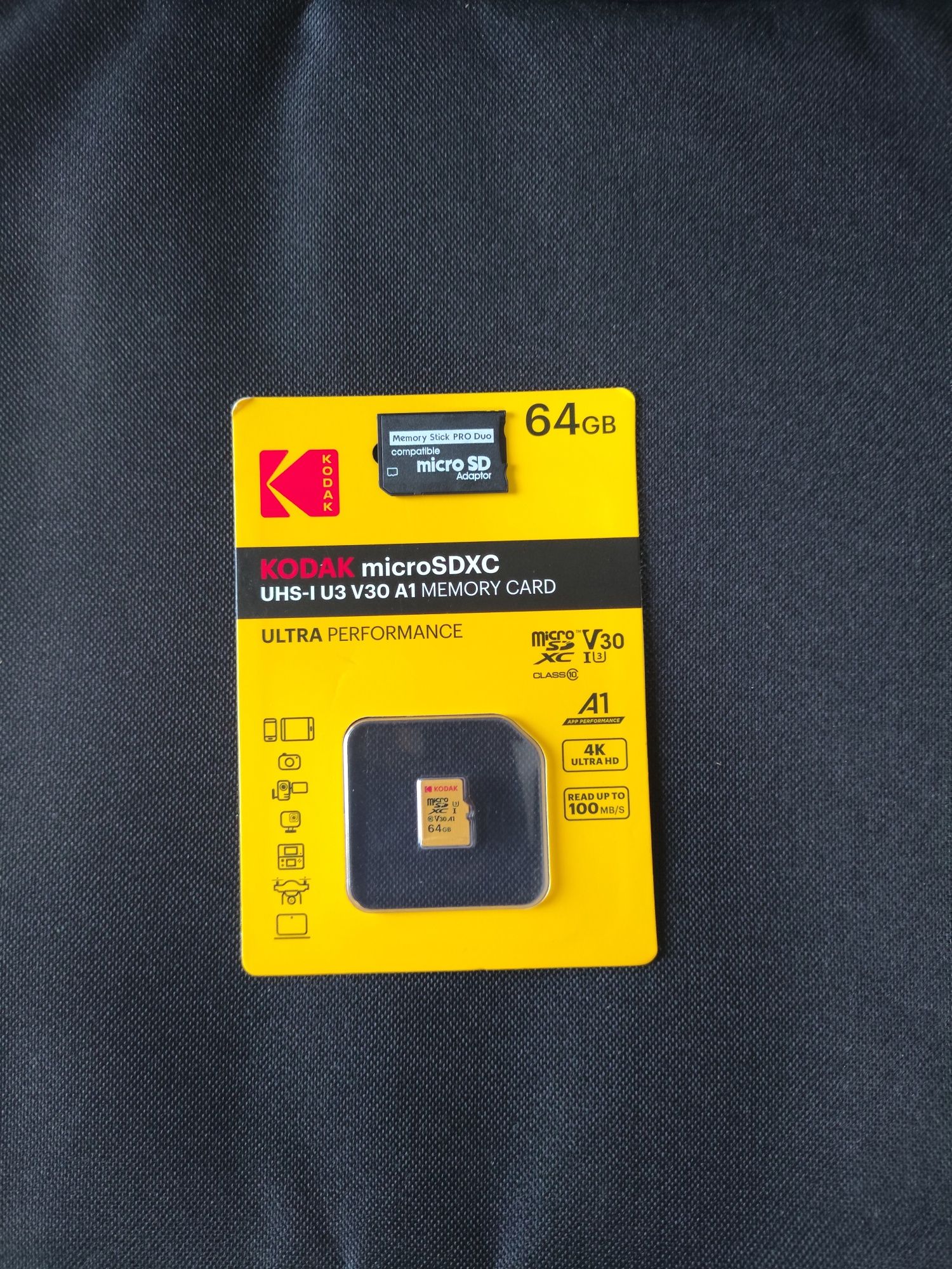 Micro SD Kodak 64GB + adaptador M S Pro Duo