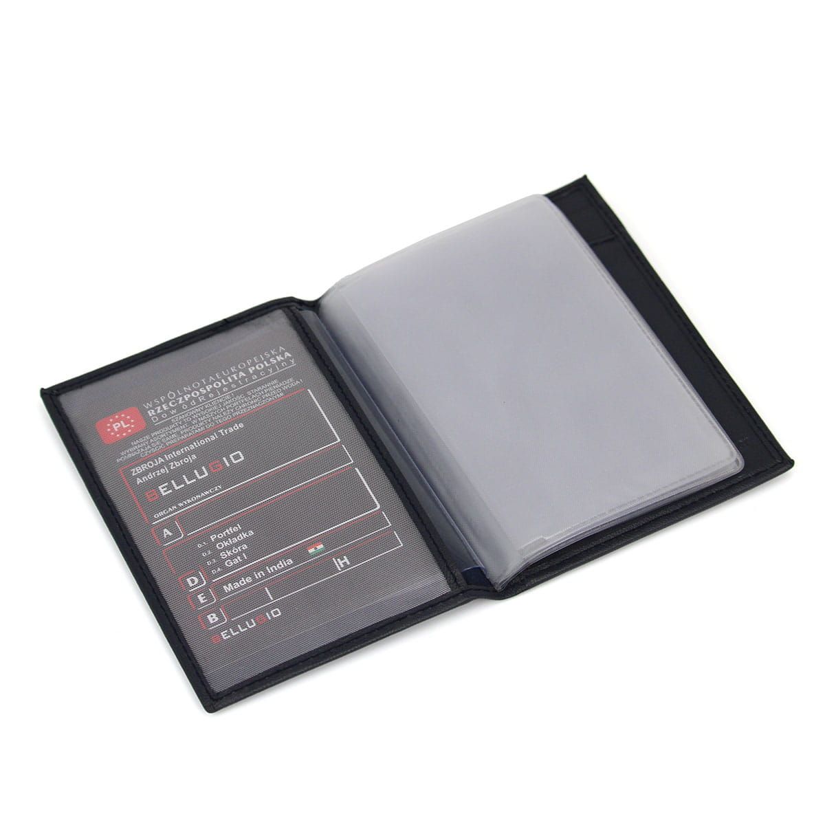 skórzane etui z systemem granatowy rfid