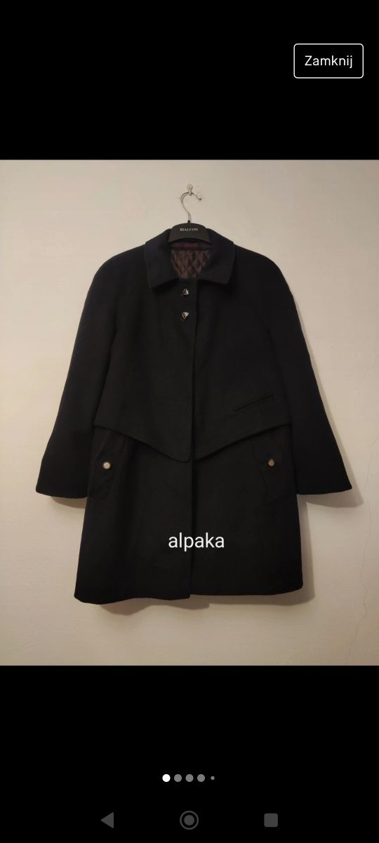 Piękna kurtka, krótki płaszczyk z alpaki - r. 42 - vintage
