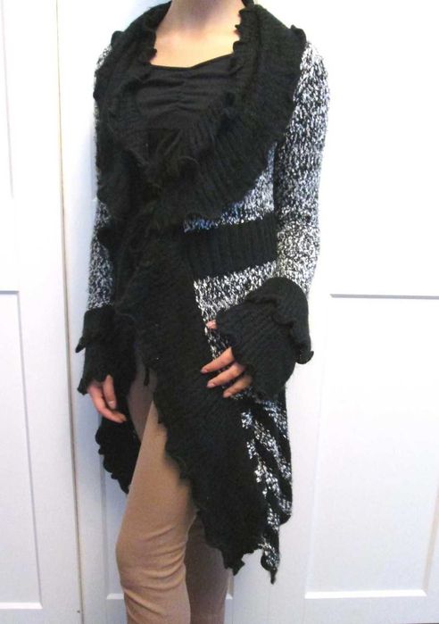 Sweter długi wiązany kardigan vintage S M 36 38