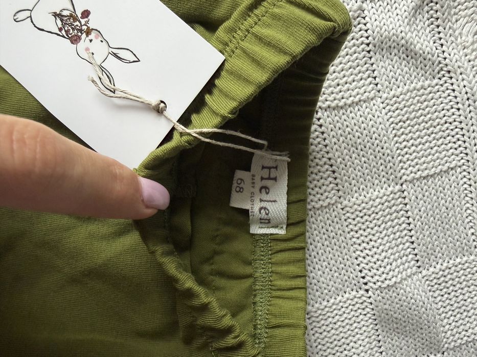 Getry legginsy Helen falbanki kokarda brudny roz zielony 68 nowe