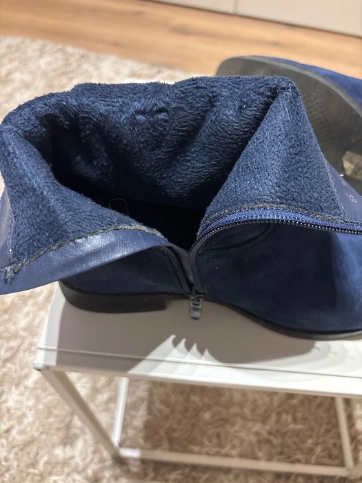 Kozaki-botki zamszowe granat 39