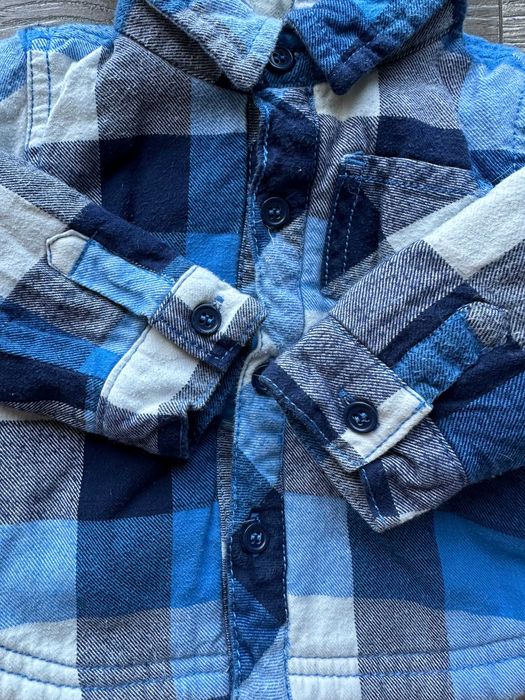 Ciepła ocieplana koszula bluza w kratę z futerkiem Nutmeg 68-74 cm 6-9