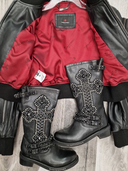 Kurtka Ramoneska Bomberka XS S 36 Skóra Dsquared