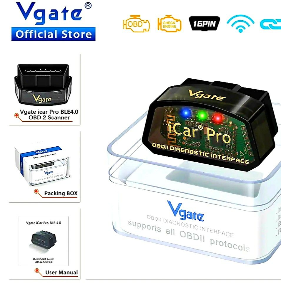 Автосканер диагностический Vgate Icar RPO ELM 327/V2,3/ ВТ4.0