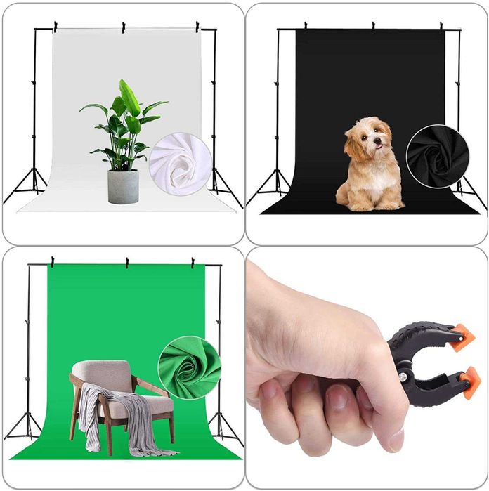 Kit iluminação estúdio foto e vídeo fundos luzes estrutura e softboxes