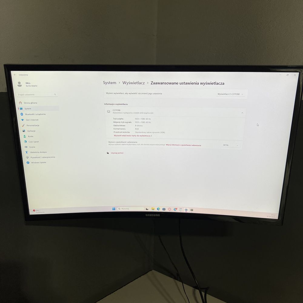 Monitor samsung 27” lc27F396FHUXEN