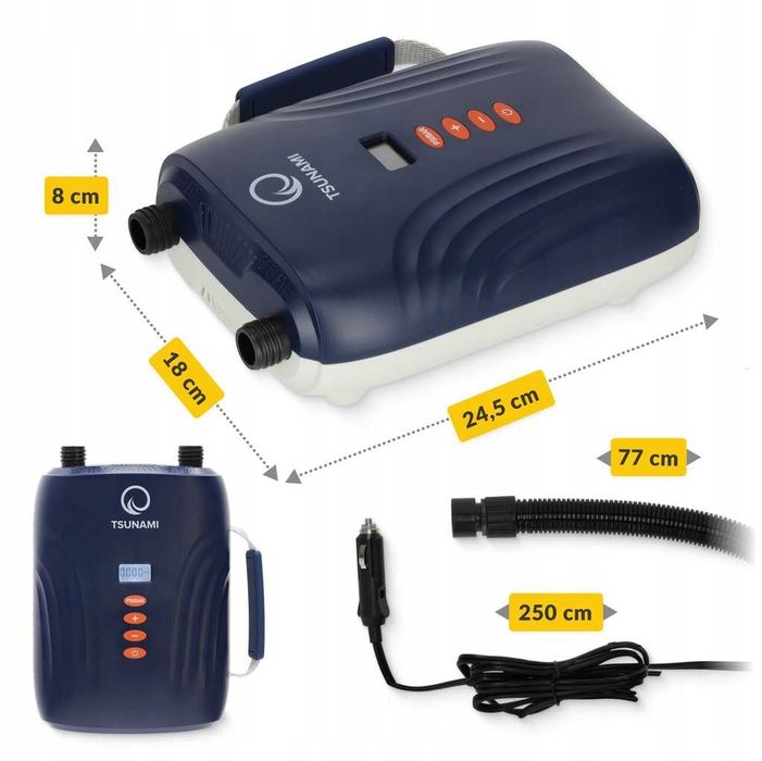 Pompka Elektryczna Samochodowa do Deski SUP 20 PSI z Końcówkami