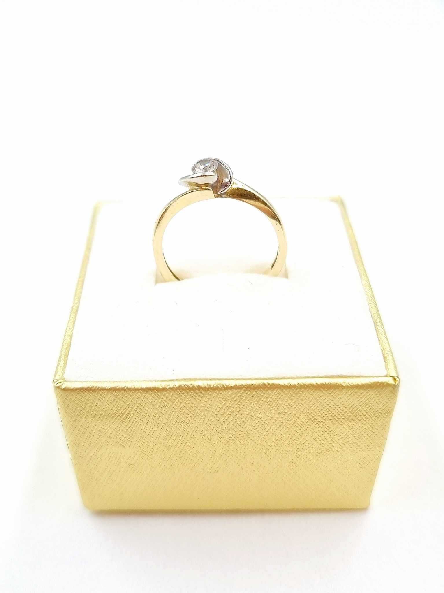 Złoty pierścionek 585 14K 2,40g r.11 róża białe złoto GOLD CAST