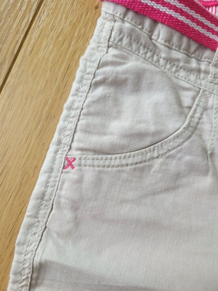 Lniane spodenki H&M Logg r. 104cm z paskiem stan BDB