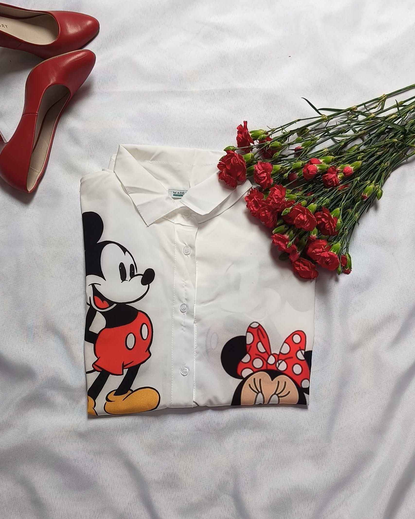 Koszula damska Myszka Miki Mickey Mouse  z kołnierzem biała M
