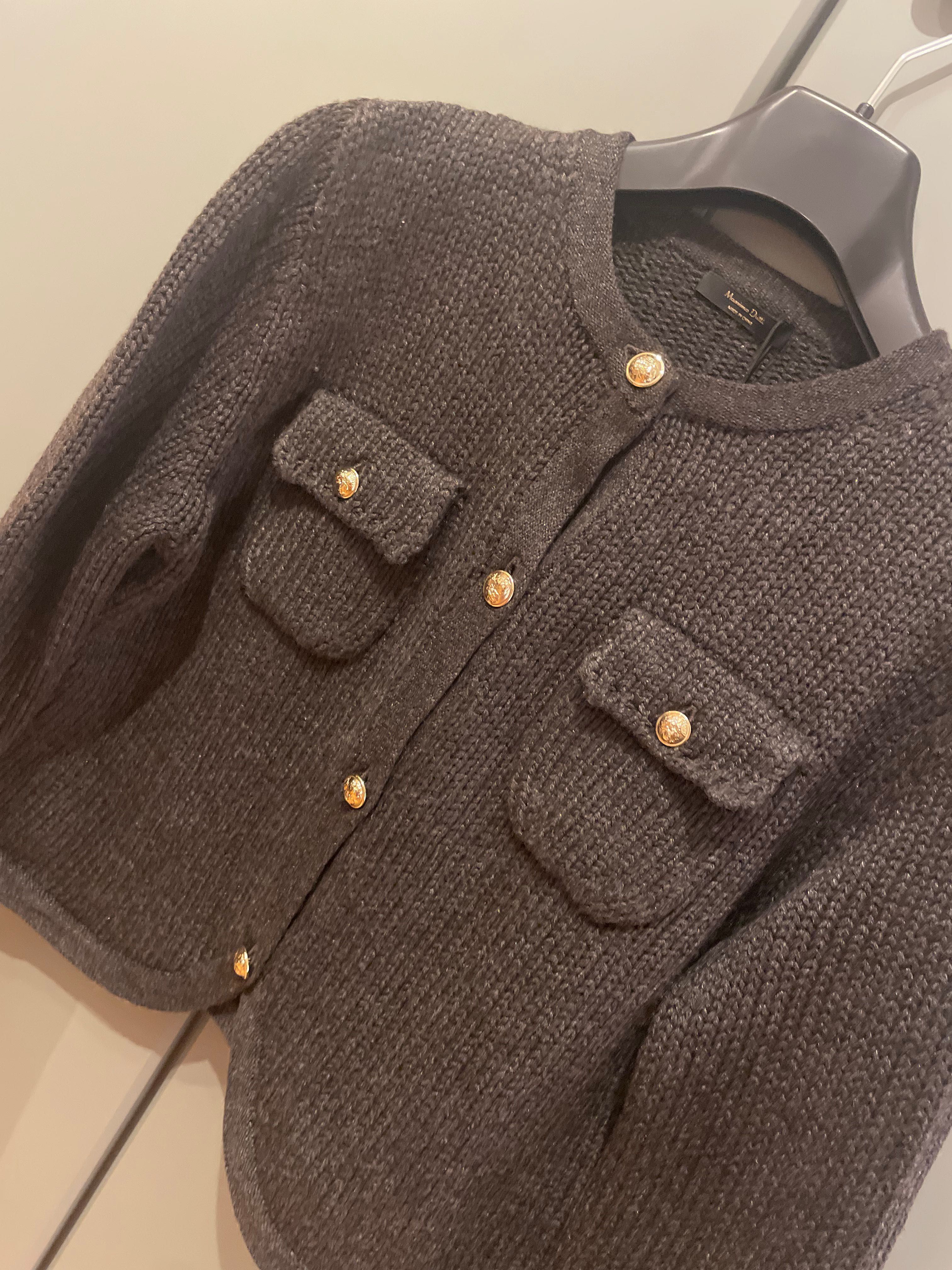 Massimo Dutti nowy czekoladowy wełniany kardigan guziki