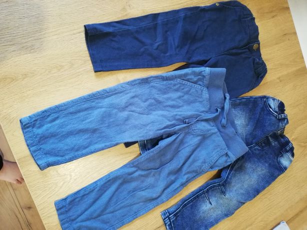 Zestaw spodnie 92 lniane chino jeansy