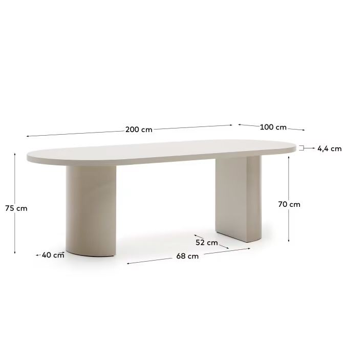 Kave Home Stół 200x100 (tylko blat, bez nóg)