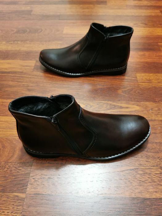 Eleganckie Skórzane Buty Męskie Lekkie Wygodne Ciepłe Rozmiar 40