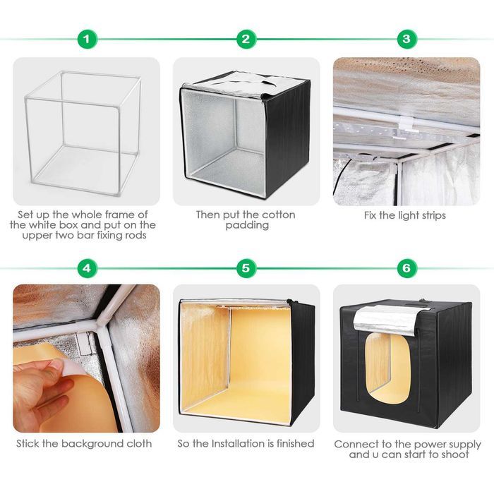 Box para fotografia produto 80x80x80cm iluminação caixa foto vinil