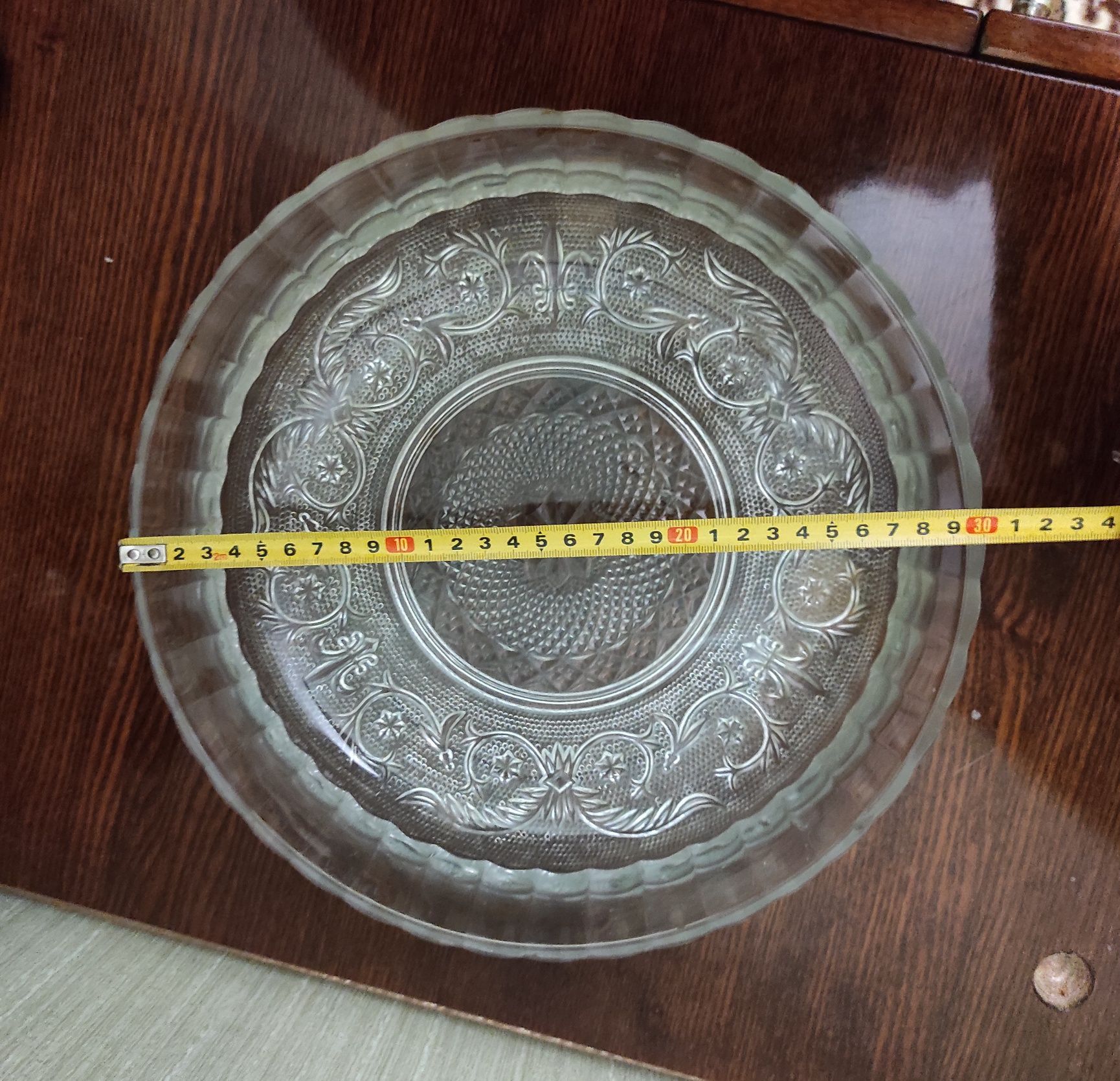 Блюдо стеклянное хрусталь диаметр 30 см большое из стекла