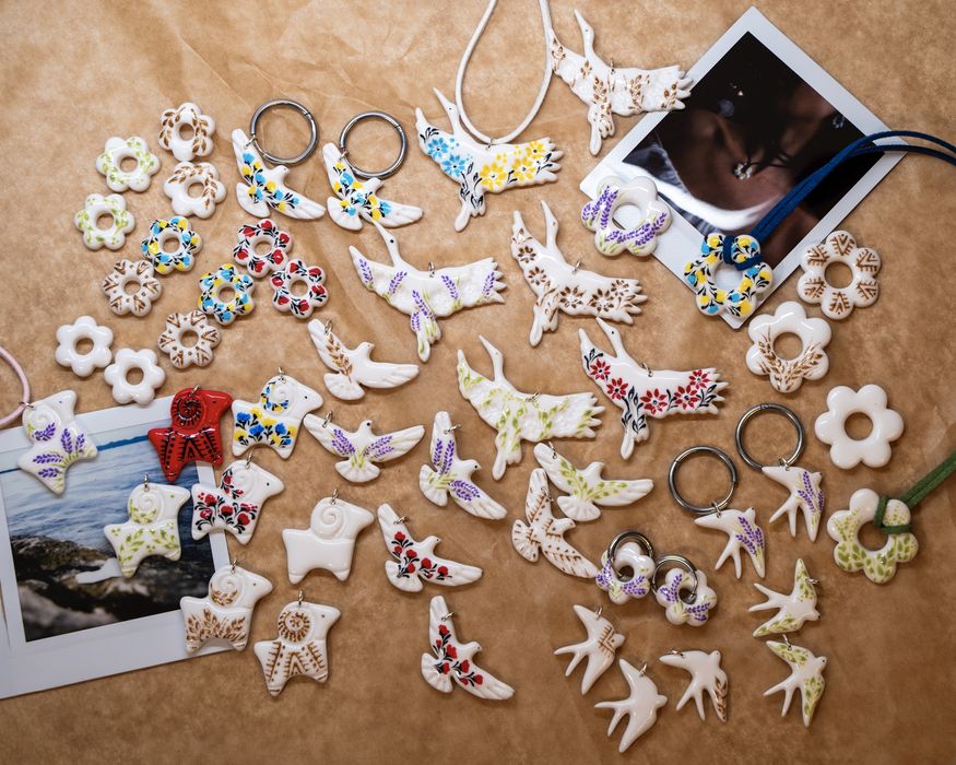 Етнічні прикраси - підвіска, сережки пташки, квіти. На подарунок